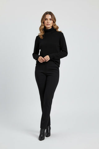 Maison Marlowe | Women's Ribbed Roll Neck Sweater – Soft Knit Turtleneck Pullover