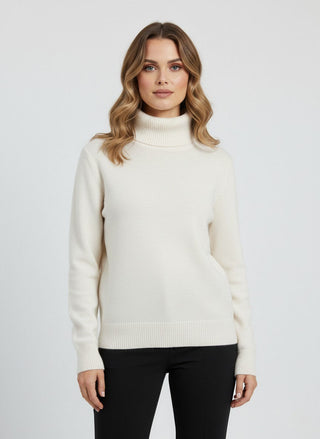 Maison Marlowe | Women's Ribbed Roll Neck Sweater – Soft Knit Turtleneck Pullover