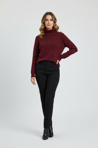 Maison Marlowe | Women's Ribbed Roll Neck Sweater – Soft Knit Turtleneck Pullover