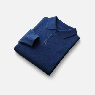 Maison Marlowe | Men’s Merino Wool Polo Sweater – Lightweight Long Sleeve Knit