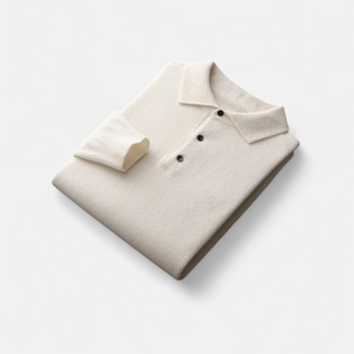 Maison Marlowe | Men’s Merino Wool Polo Sweater – Lightweight Long Sleeve Knit